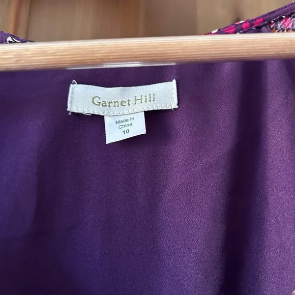 Garnet Hill Bohemian Pocket-Detail Dress Womens 10 V-Neck 3/4 Sleeve Knee Length - Picture 7 of 11